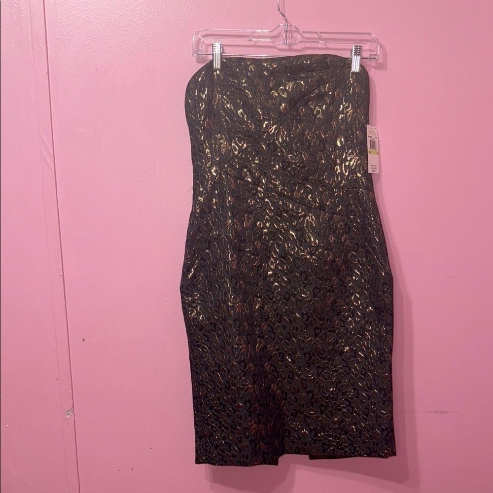 MICHAEL Michael Kors Strapless Black and Gold Dress size4